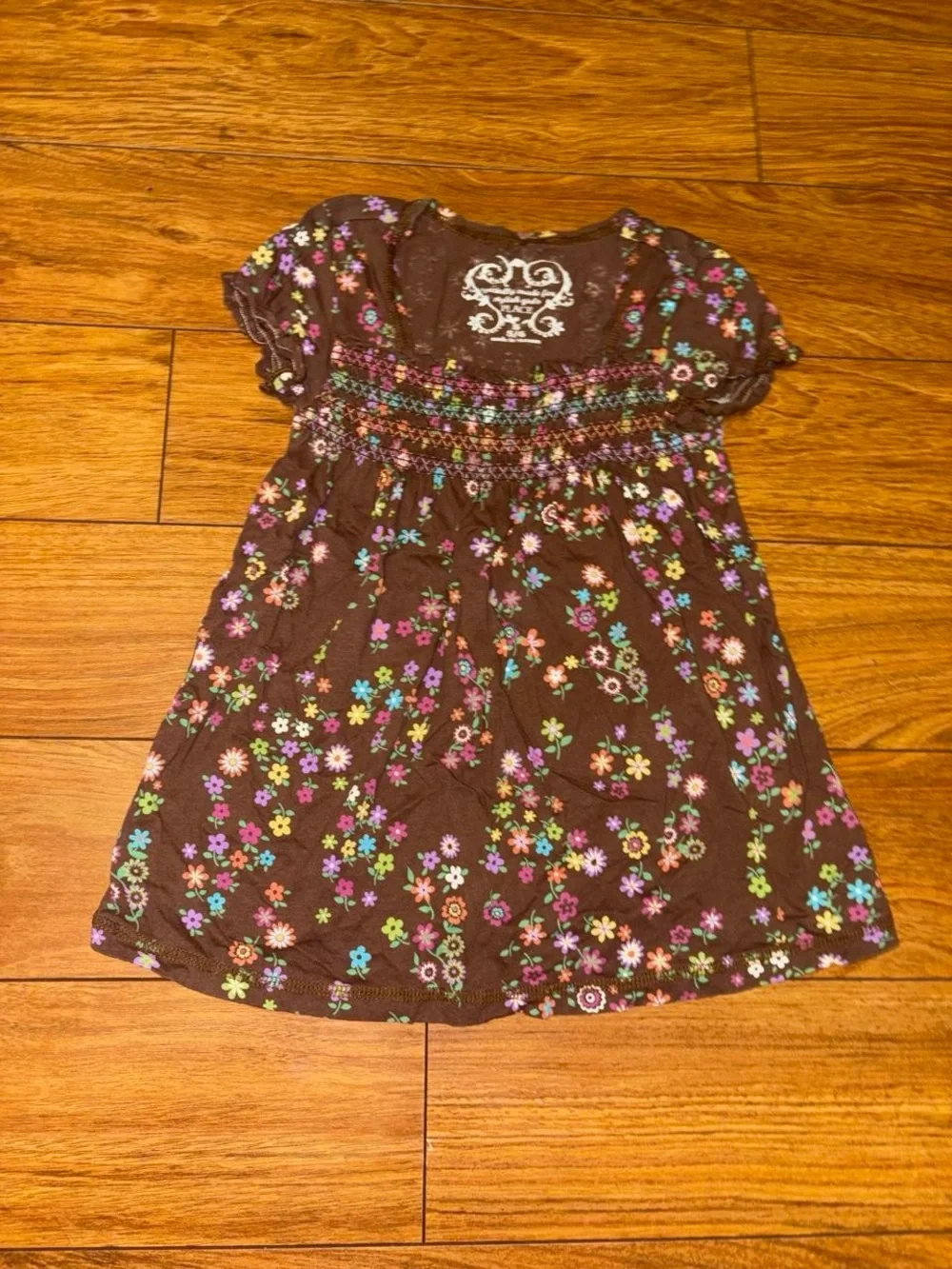 Brown floral Y2K babydoll top